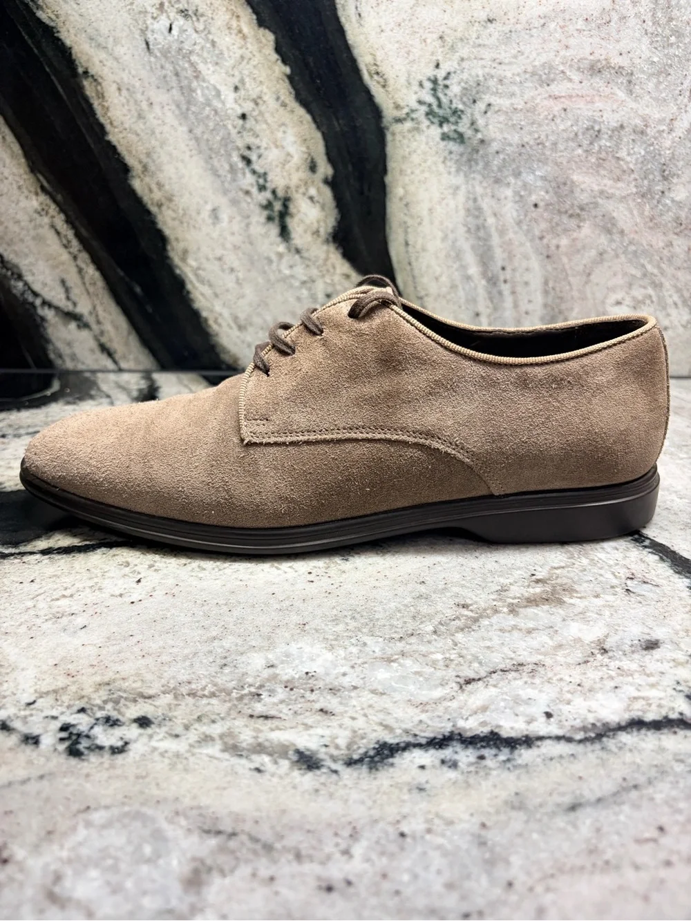 a.testoni Taupe Suede Derby Dress Shoes Men’s US 9 UK 8 Made in Italy